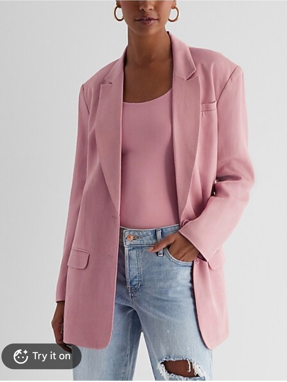 Express Pink Oversized Blazer and shorts set